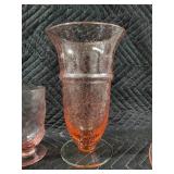 Pink Glassware Set - 6 Small Goblets, 1 Tall Goblet & Cake Stand with Lid