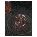 Pink Glassware Set - 6 Small Goblets, 1 Tall Goblet & Cake Stand with Lid