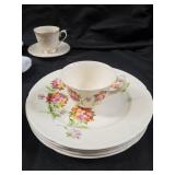 Floral Porcelain Teacups & Saucers - Assorted Patterns, Gold Rim
