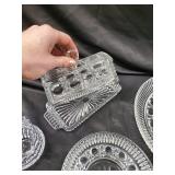 Crystal Pressed Glassware Set - Round Plates, Bowls, Tumblers & Butter Dish