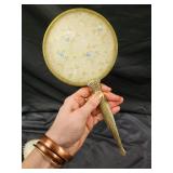 Vintage Gold-Tone Vanity Mirror Set - 3-Piece: Large Hand Mirror, Powder Compact, Long Handle Mirror