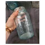 Ball & Atlas Mason Jars with Bail Lids - 6 Vintage Glass Jars, Clear/Blue