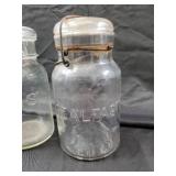 Ball & Atlas Mason Jars with Bail Lids - 6 Vintage Glass Jars, Clear/Blue
