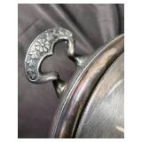 Silver Plate Tureen - Covered Serving Dish with Floral Engraved Lid - Quadruple Plate