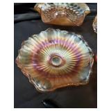 4-Piece Carnival Glass Bowl Set - Iridescent Ruffled Edges & Dot Pattern