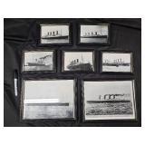 Titanic Ship Prints - 6 Framed Black & White Photos Set