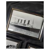 Titanic Ship Prints - 6 Framed Black & White Photos Set