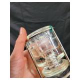 Vintage Oil Lamp with Chimney, 2 Wood Candlesticks, Glass Hurricane Holders