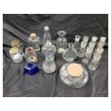 Honeycomb Glass Jar with Cork Lid - Vintage Apothecary Bottles & Mini Vials Lot