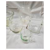 Assorted Clear Glassware - Mugs, Bowls, Goblets & Dishes
