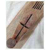 Vintage Wooden Hand Plane on Base Board & 2 Decorated Garden Trowels