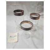Dorothy C Thorpe Allegro Crystal 3-Piece Place Setting - Goblet, Wine, Sherbet - Sterling Silver Rim