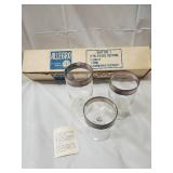 Dorothy C Thorpe Allegro Crystal 3-Piece Place Setting - Goblet, Wine, Sherbet - Sterling Silver Rim