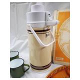 Spirit Demi Pot Unbreakable - 7-Piece Kitchen Set with 4 Green Mugs, Amber Plate, Pitcher