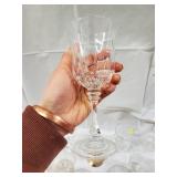 Crystal Glassware Lot - Champagne Coupes With Gold Rims, Clear Tumblers, Cut-Crystal Decanter