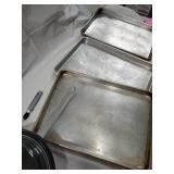 Assorted Bakeware Lot - Sheet Pans, Roaster Pan, Glass Lid & Strainer