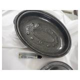Assorted Bakeware Lot - Sheet Pans, Roaster Pan, Glass Lid & Strainer