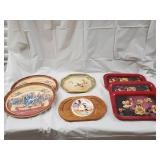 Decorative Trays & Plates - 7-Piece Vintage Floral & Bird Motifs Lot