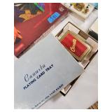 Vintage Card Games Lot: Canasta Tray, Old Maid, Storyland Puzzle Cylinder & Puzzles