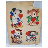 Vintage Valentine Cards & Cut-Outs Lot - Animal & Kid Themes
