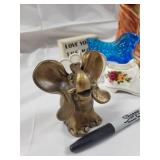 Lefton Heart Sign - Floral Porcelain Slipper Figurines - Brass Elephant & Vintage Decor Lot