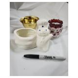 Lefton Heart Sign - Floral Porcelain Slipper Figurines - Brass Elephant & Vintage Decor Lot