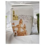 Ceramic Planter Lot - 4 Decorative Pots & Lidded Canister Jar