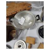 Blue Metal Folding Chair - Vintage Kitchen & Household Collectibles Lot