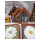 Rustic Sunflower & Daisy Wood Wall Art Frames with Birdhouse Decor Set