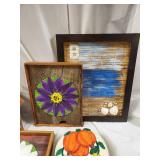 Rustic Sunflower & Daisy Wood Wall Art Frames with Birdhouse Decor Set