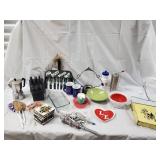 Assorted Kitchenware & Decor Lot - Moka Pot, Boise State Mugs (2), Glass Dish