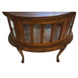 LLFR - Vintage Queen Anne Style Mahogany Double Door Oval Vitrine Table
