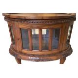 LLFR - Vintage Queen Anne Style Mahogany Double Door Oval Vitrine Table