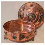 LL-BR - Copper 4-Piece Tea Set with Silver Overlay & Gem Accents