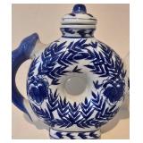 LL-BR - Blue & White Chinese Porcelain Teapot with 4 Covered Dishes - Rectangular, Oval & 2 Lidded Crocks