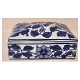 LL-BR - Blue & White Chinese Porcelain Teapot with 4 Covered Dishes - Rectangular, Oval & 2 Lidded Crocks