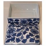 LL-BR - Blue & White Chinese Porcelain Teapot with 4 Covered Dishes - Rectangular, Oval & 2 Lidded Crocks