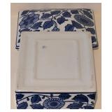 LL-BR - Blue & White Chinese Porcelain Teapot with 4 Covered Dishes - Rectangular, Oval & 2 Lidded Crocks