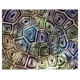 LL-BR - Decorative Glass Plates - 12 in & 12.5 in, Teal/Blue Geometric Pattern (Lot of 2)