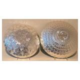 LL-BR - Decorative Glass Plates - 12 in & 12.5 in, Teal/Blue Geometric Pattern (Lot of 2)