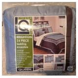 LL-BR - Living Quarters Brighton 24 Piece Bedding Ensemble Queen BlueBrown
