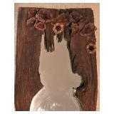 LL-BR - Balinese Mirror - Hand-carved Wood Frame with Dried Flowers, 16 x 52 in