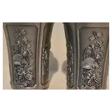 LL-BR - Royal Selangor Pewter Mugs - Floral Engraved Pair, Wood Display Box