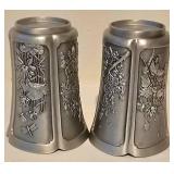 LL-BR - Royal Selangor Pewter Mugs - Floral Engraved Pair, Wood Display Box