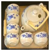 LL-FR - Bearburry Mini Tea Set w/ Box - Blue Cherry Bowl 6in Dia + Covered Crock