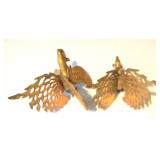 LL-FR - Pair of Gold-Tone Metal Bird Wall Sculptures