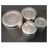 LL-FR - Oil & Vinegar Set - 6 Glass Jars With Chalkboard Labels, 6 Metal Canisters, 2 Covered Glass Jars