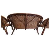 LL-FR - Rattan Woven Outdoor Patio Set - Loveseat + 2 Chairs + Table