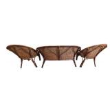 LL-FR - Rattan Woven Outdoor Patio Set - Loveseat + 2 Chairs + Table