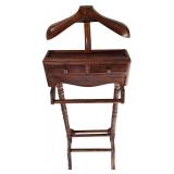 LL- FR - Vintage Wooden Valet Stand with Drawer